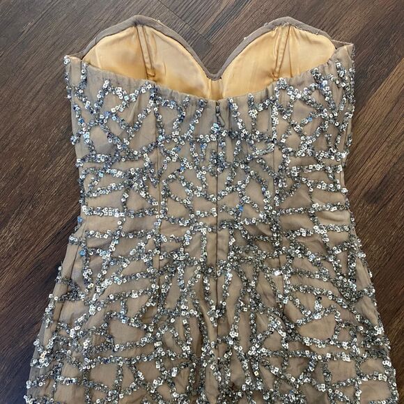 Scala Vintage Fairy Silver Gray Silk Sequin Mini Dress Size 0 XXS XS - Picture 6 of 8